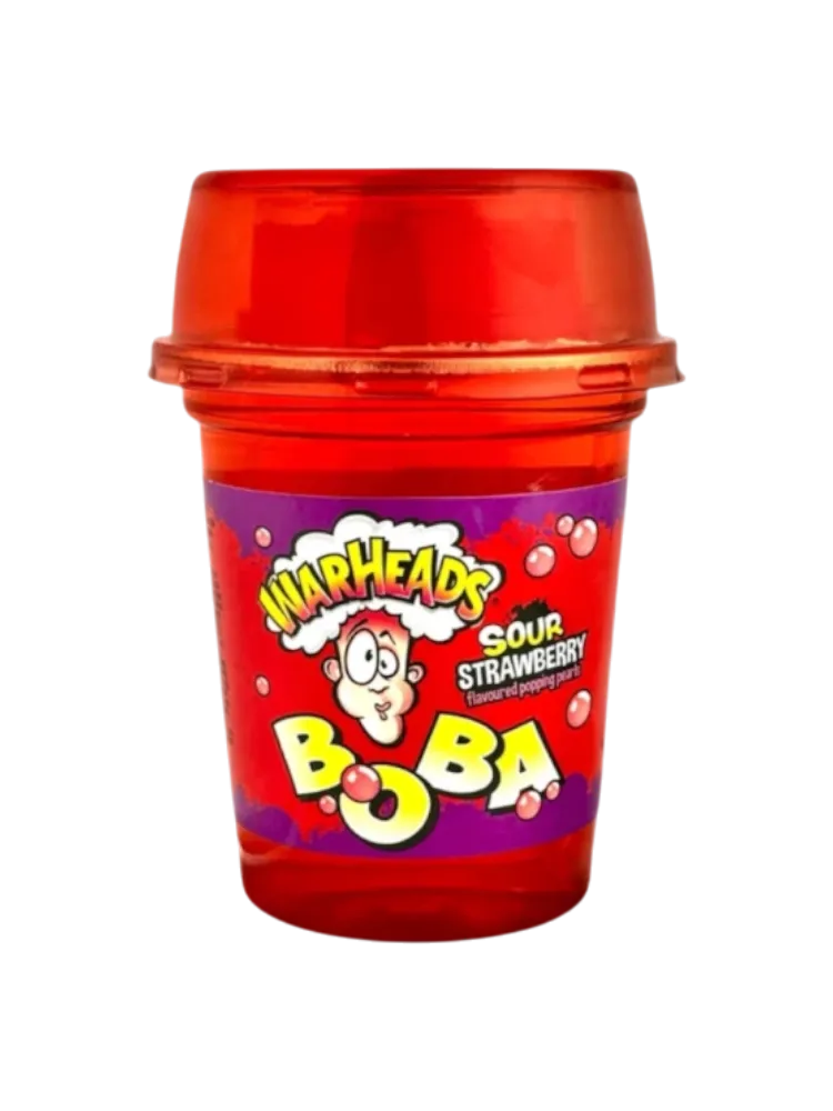 Warheads Boba Напиток с лопающ шарик со вкусом Кисло клубник